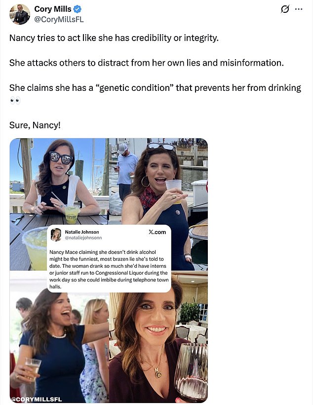 Nancy Mace, Cory Mills'in görevden alınmasını talep ederek sert cevap verdi.